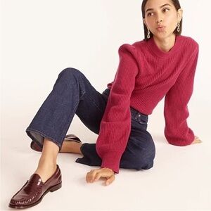 J.Crew 100% Cashmere Puff Sleeve Mockneck Sweater Fuchsia‎ Pink Size S